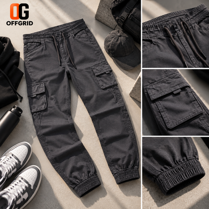 Gabardine 6-Pocket Joggers - Gray