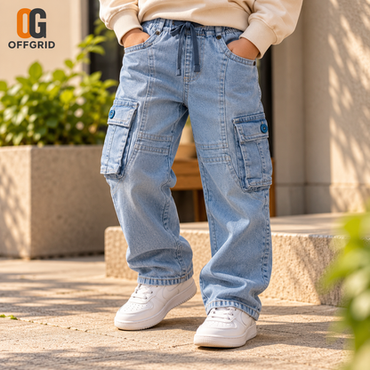 Kids 6-Pocket Cargo Denim Pants