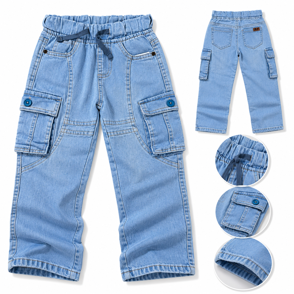 Kids 6-Pocket Cargo Denim Pants