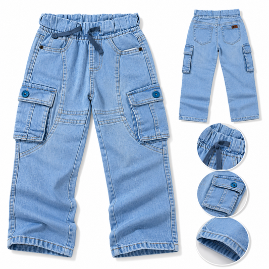 Kids 6-Pocket Cargo Denim Pants