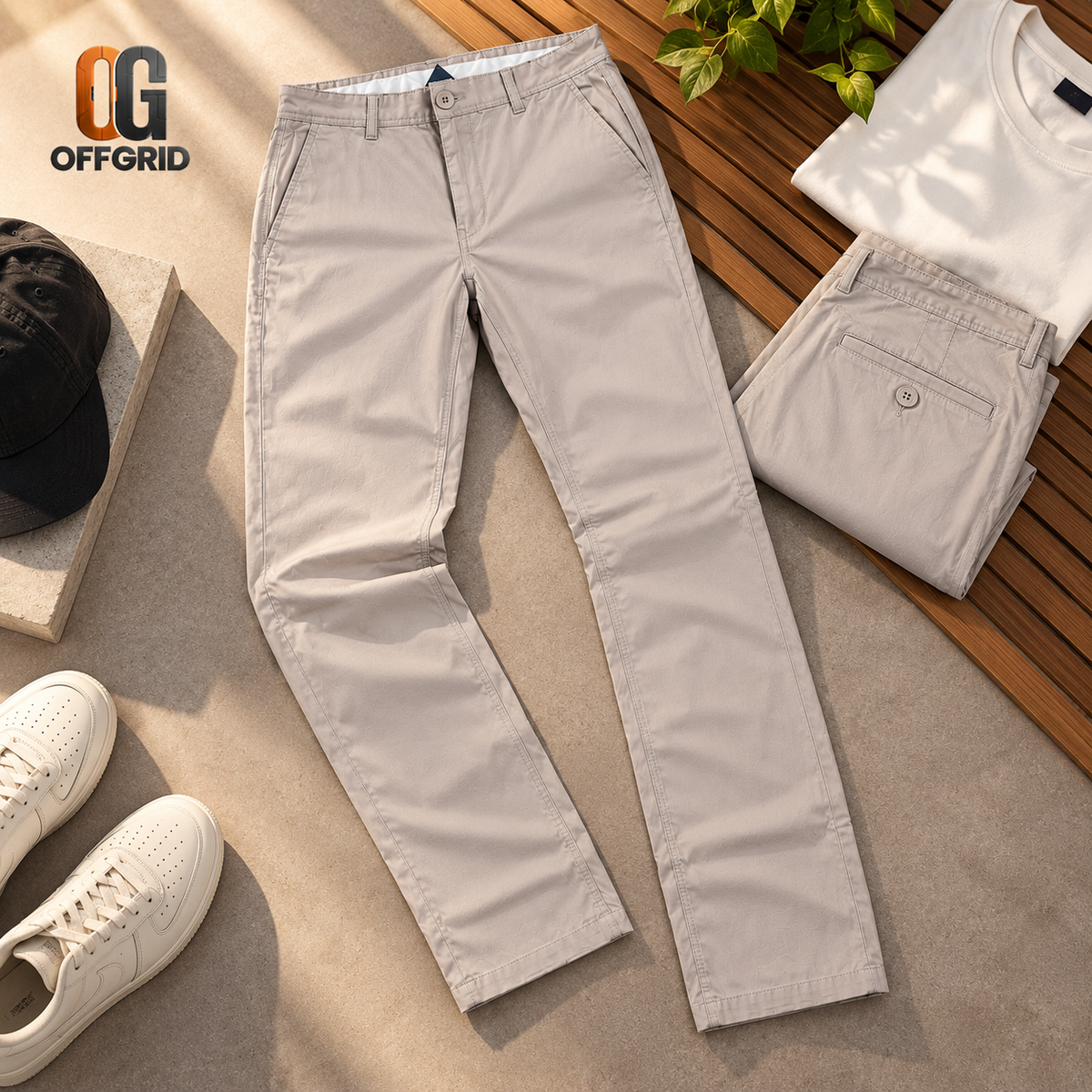 Soft Formal Gabardine Men's Pants - Offwhite