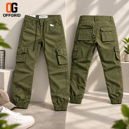 Gabardine 6-Pocket Joggers - Olive