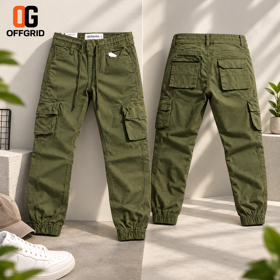 Gabardine 6-Pocket Joggers - Olive