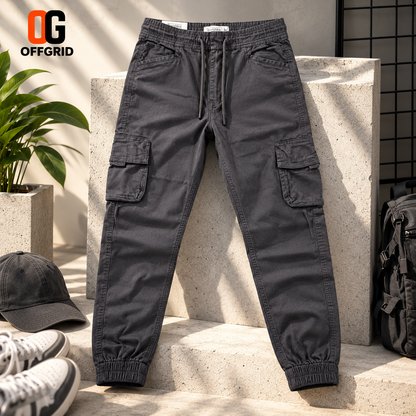Gabardine 6-Pocket Joggers - Gray