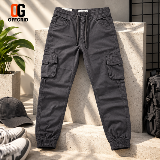 Gabardine 6-Pocket Joggers - Gray