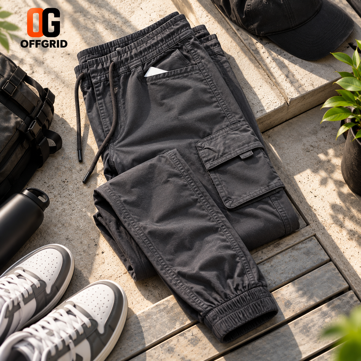Gabardine 6-Pocket Joggers - Gray