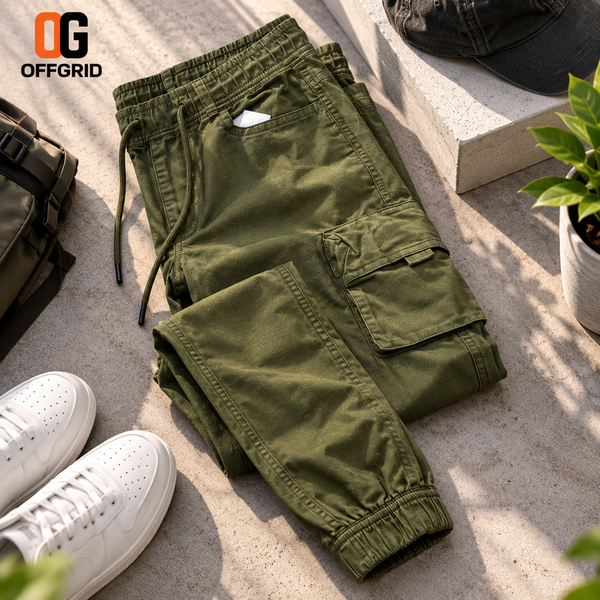 Gabardine 6-Pocket Joggers - Olive