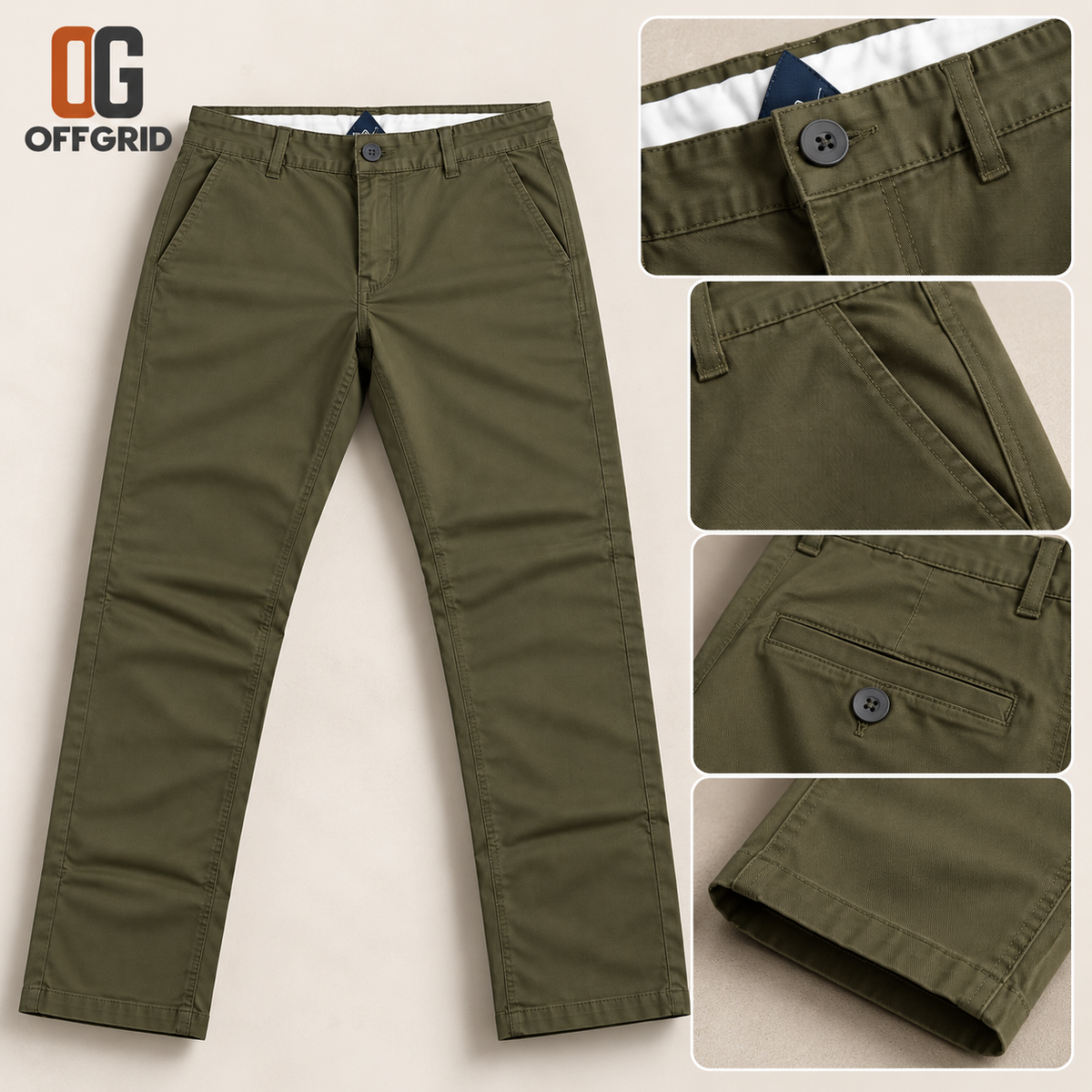 Soft Formal Gabardine Men's Pants - Olive