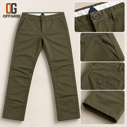 Soft Formal Gabardine Men's Pants - Olive