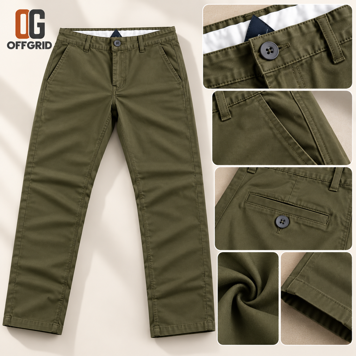 Soft Formal Gabardine Men's Pants - Olive